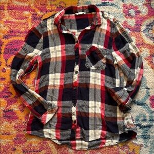 beachlunchlounge Red and Black Plaid Button Down Shirt